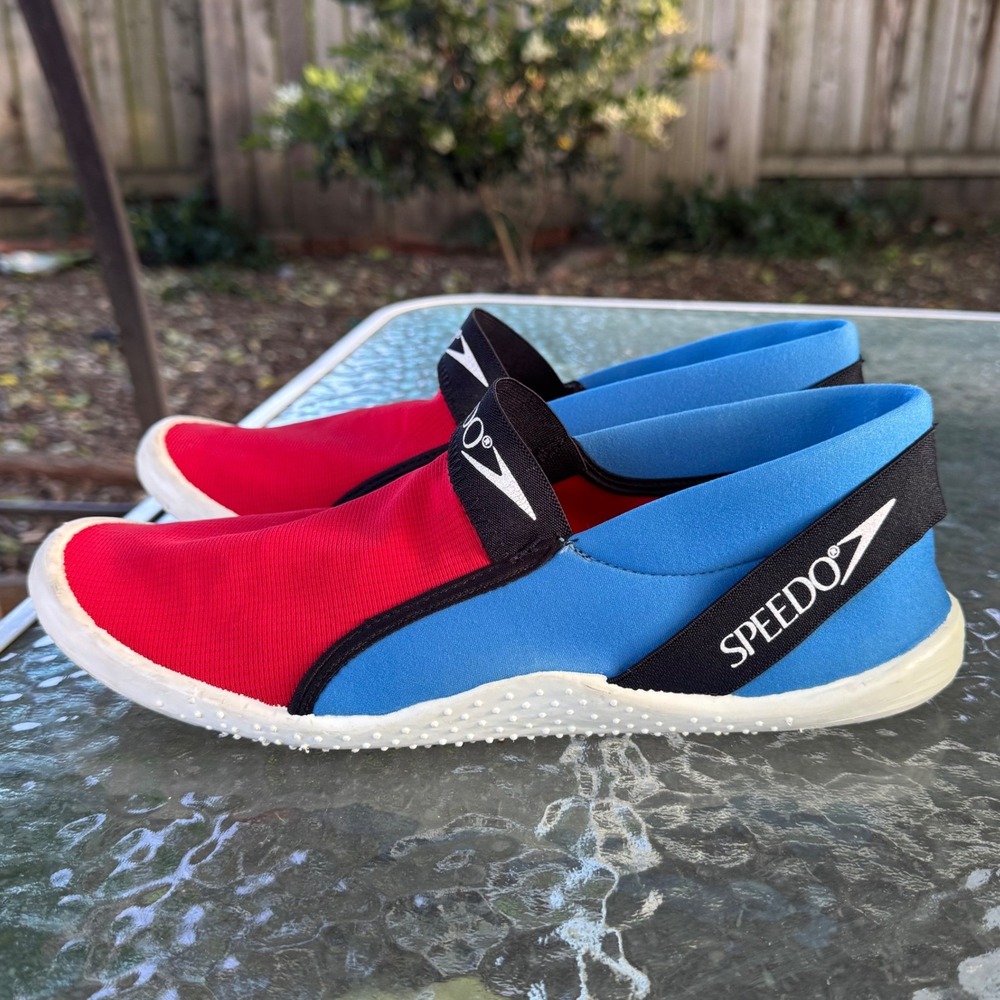 Speedo SurfWalker Water Shoes Red Blue Slip On Aquatic Sneakers Mens Size 12
